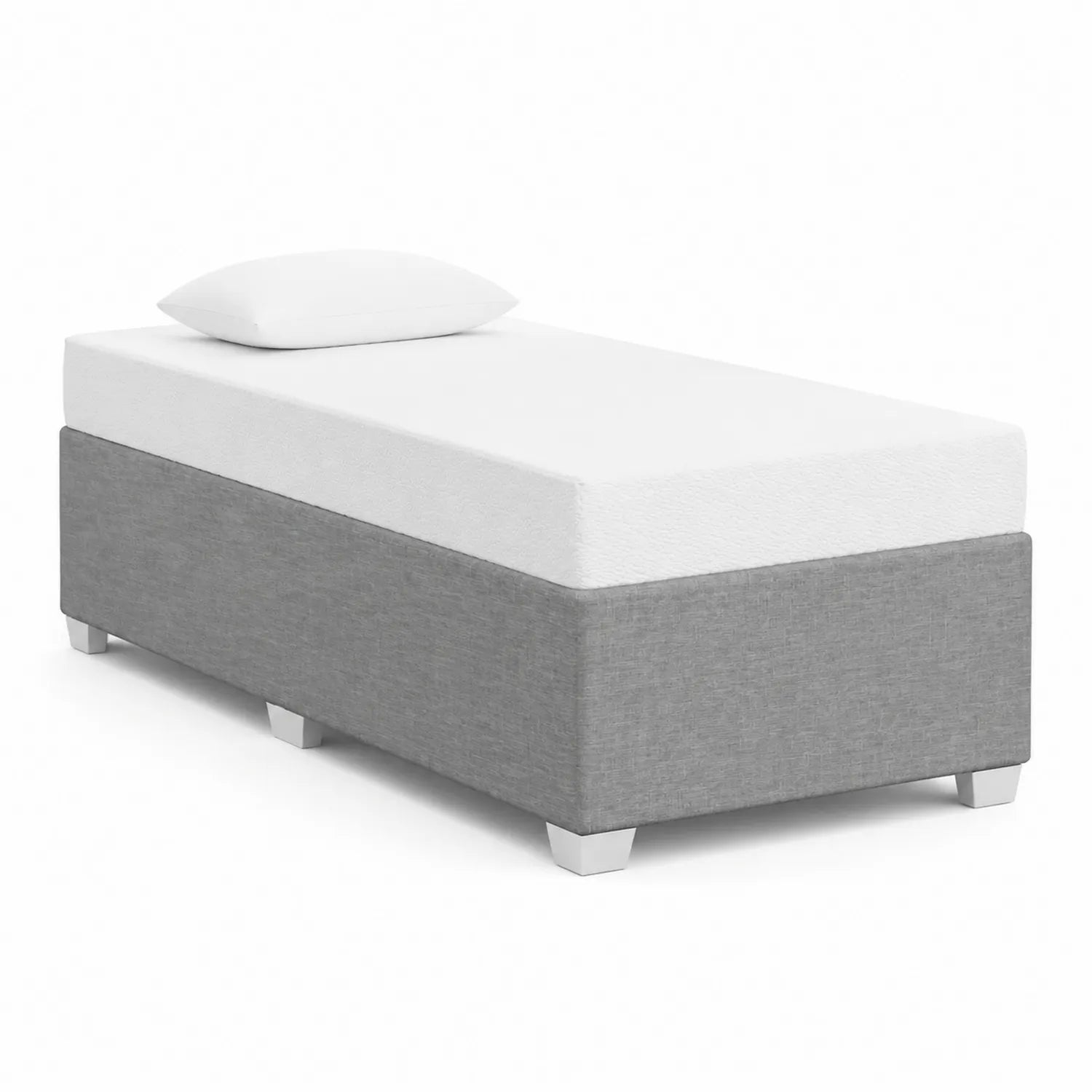 Letto singolo in tessuto Grigio con materasso in schiuma