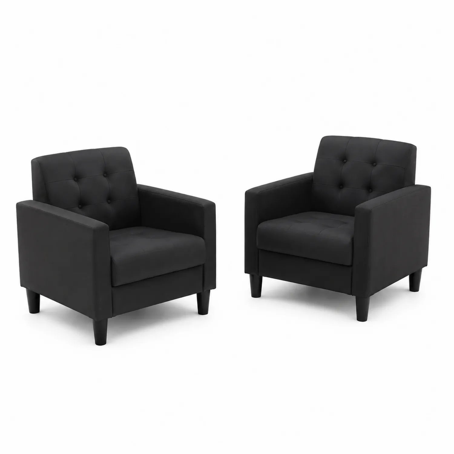 Set di 2 Poltrone in Tessuto Nero