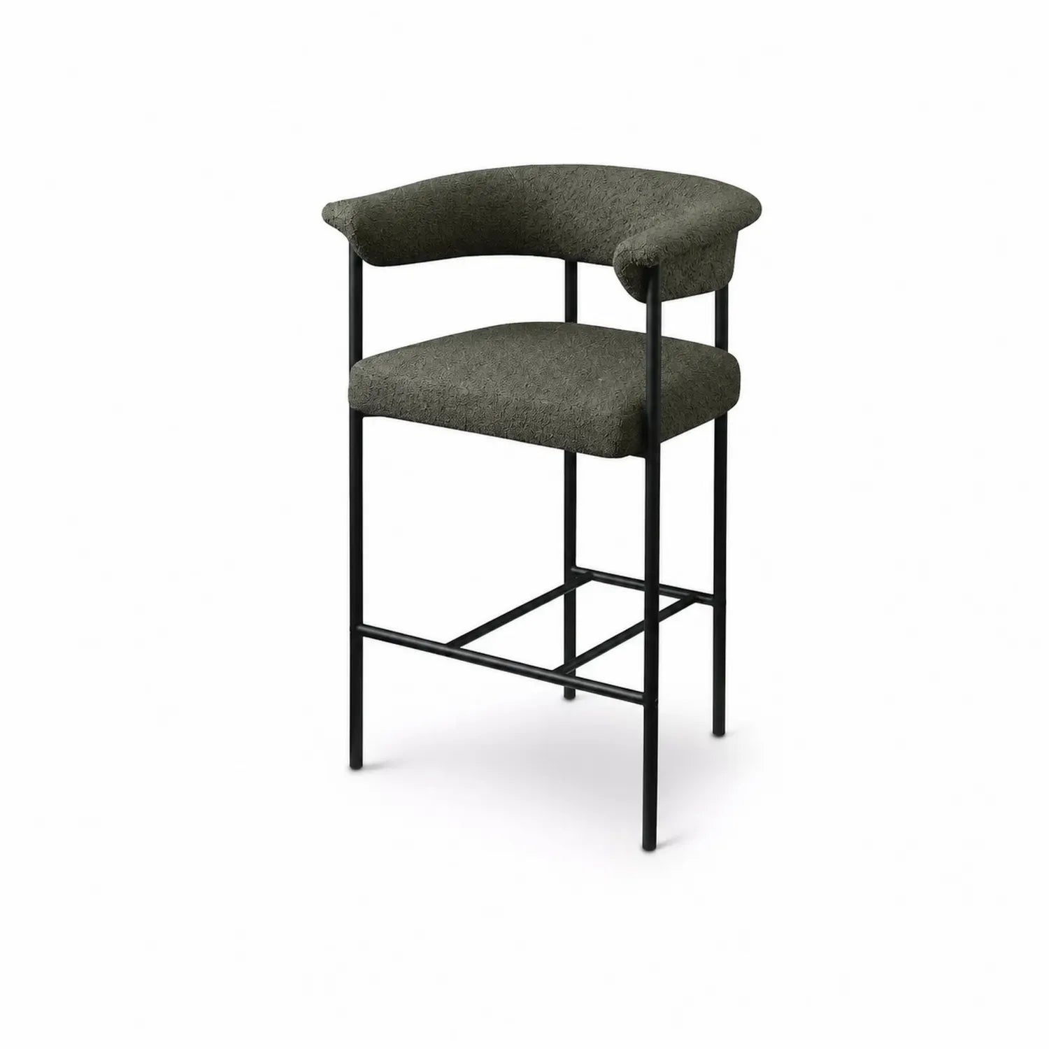 Sgabello da Bar in Tessuto e Metallo Nero 98cm