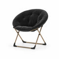 Black velvet folding chair with metal frame