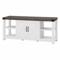 Mobile TV in legno e MDF bianco e marrone con mensole e ante