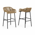 Set di 2 Sgabelli da Bar in Rattan Sintetico con Struttura in Metallo