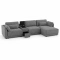 Corner Sofa in Grey Fabric with Storage