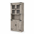 Credenza in Legno e Vetro Grigio 200x90x40 cm