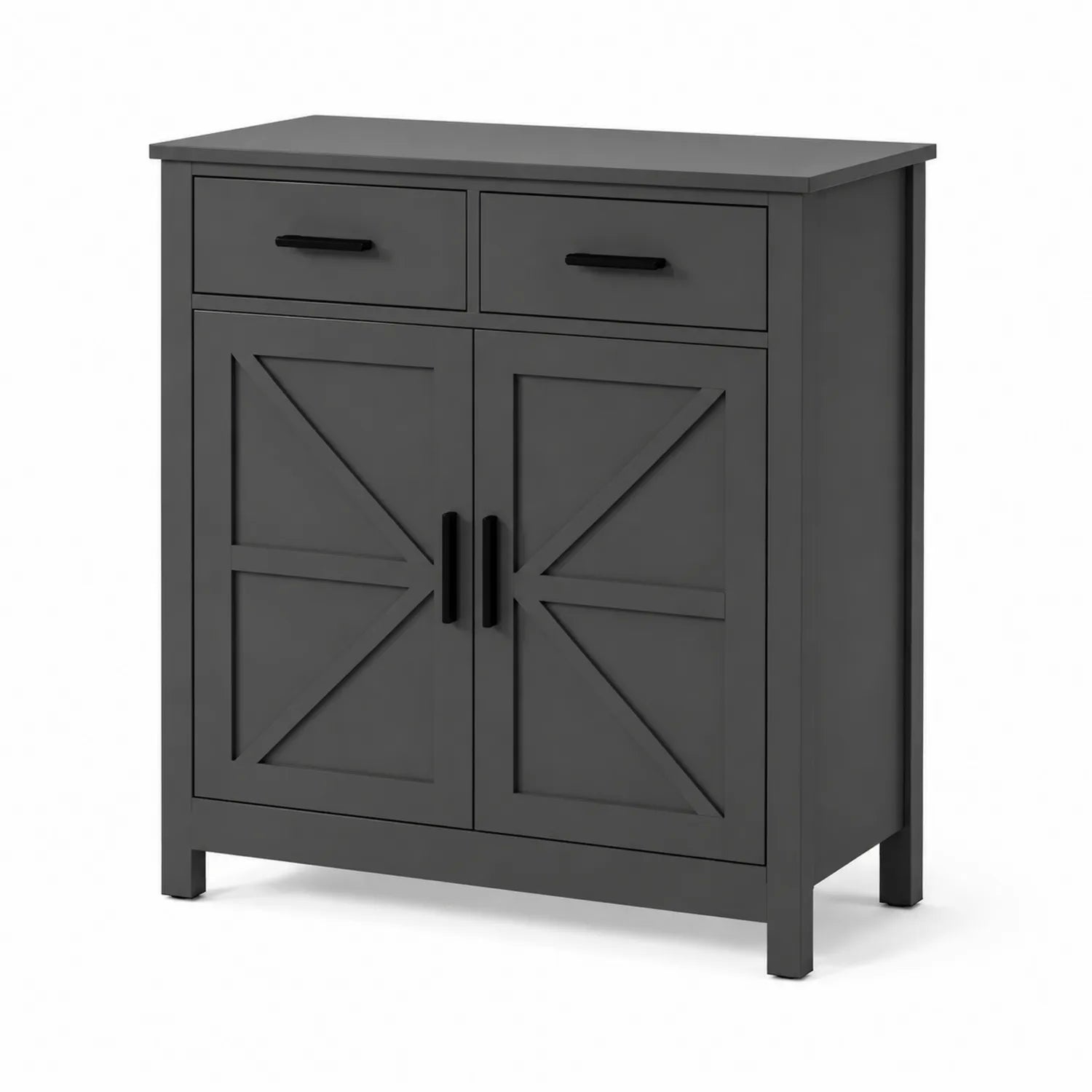 Armadio in Legno Grigio con Due Cassetti e Due Ante