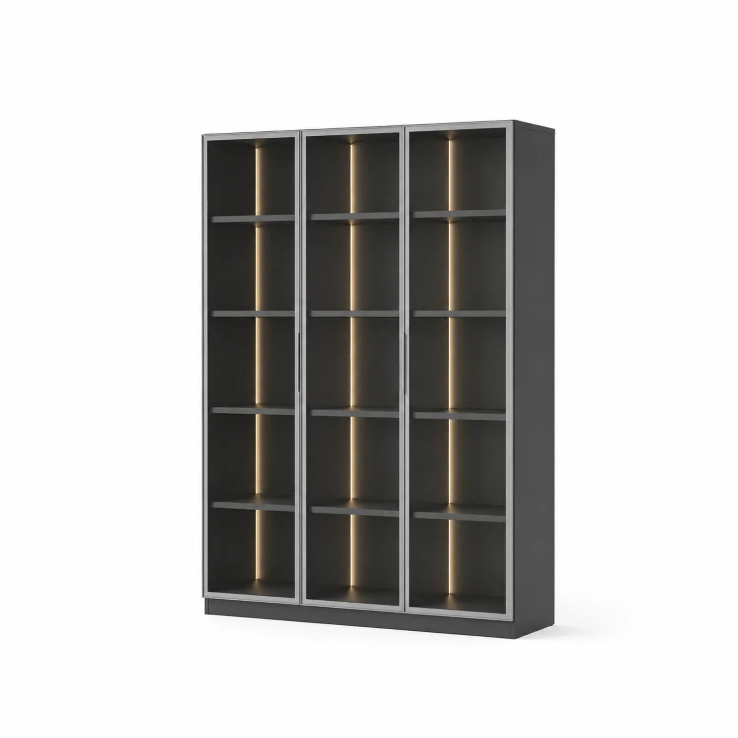 Libreria in alluminio con LED, 180x40x200 cm, Grigio