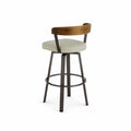 Sgabello da bar in metallo nero e legno con seduta beige