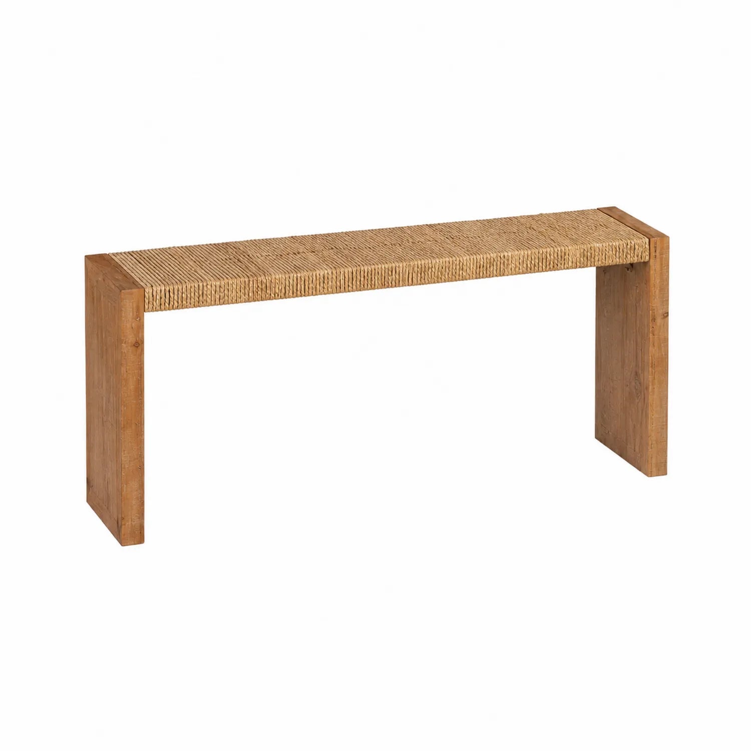 Consolle in Legno di Quercia e Rattan Intrecciato 120x30x75 cm