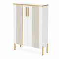 Scarpiera Verticale in MDF Bianco e Dettagli in Oro