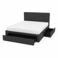 Letto matrimoniale con contenitori tessuto grigio 200x160 cm