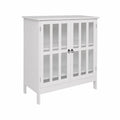 Credenza in Legno con Ante in Vetro Temperato Bianco