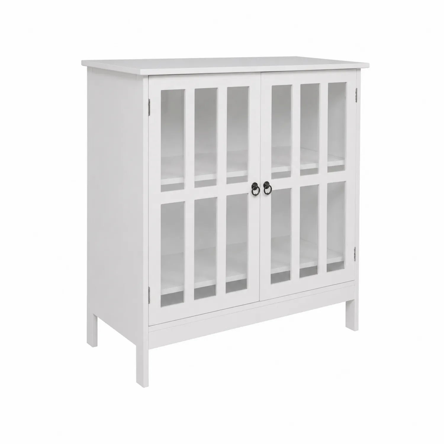 Credenza in Legno con Ante in Vetro Temperato Bianco