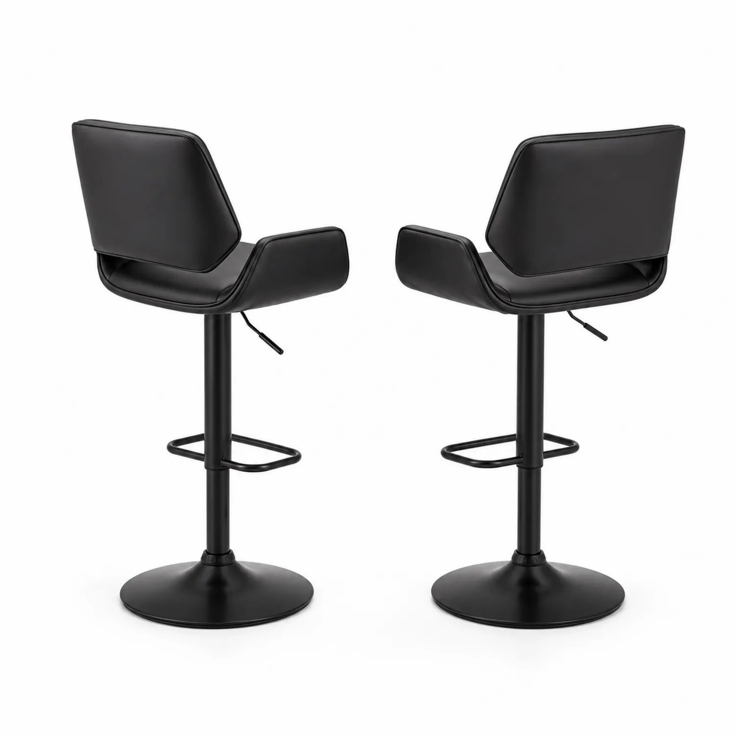 Set di 2 sgabelli da bar in pelle e metallo neri