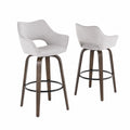 Set di 2 sgabelli da bar in tessuto grigio con base in legno curvato