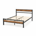 Letto Matrimoniale in Metallo e Legno 200x160 cm Nero/Marrone