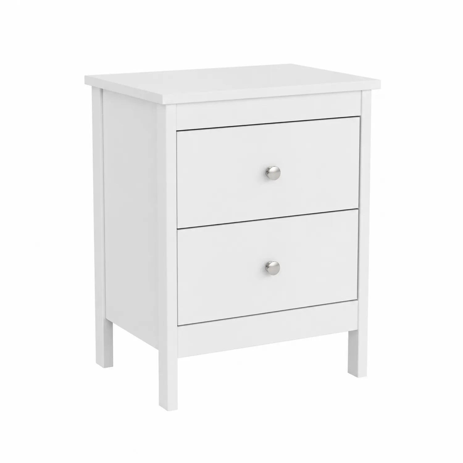 Comodino con 2 cassetti in MDF Bianco