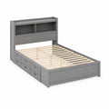 Letto Matrimoniale in Legno con Libreria e Cassetti Grigio 200x160 cm