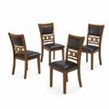 Set di 4 Sedie in Legno e Similpelle Nera