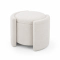 Pouf Rotondo in Tessuto Bouclé Bianco Crema