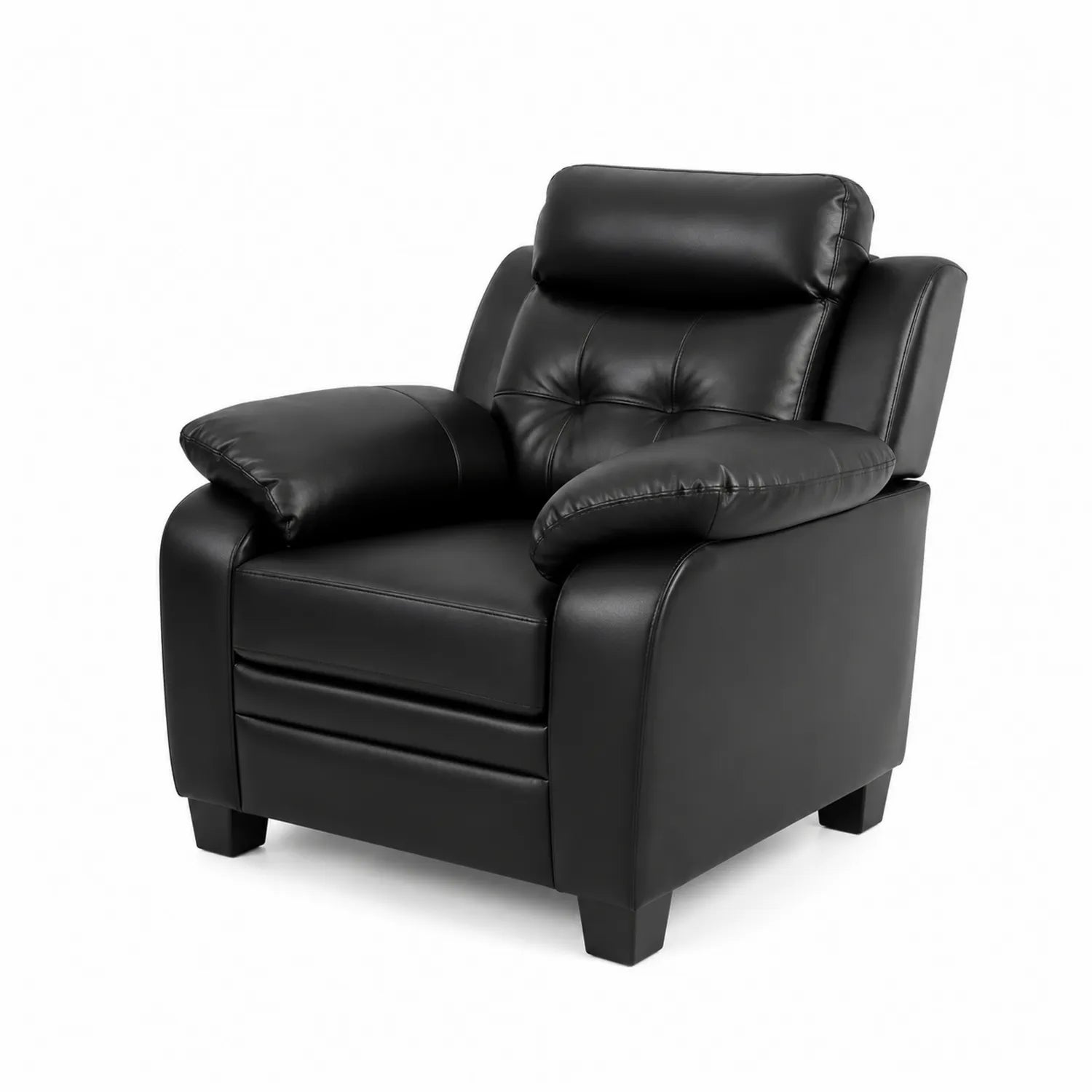 Black faux leather armchair with foam