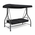 Garden Swing Seat in Metal with Canopy and Black Fabric