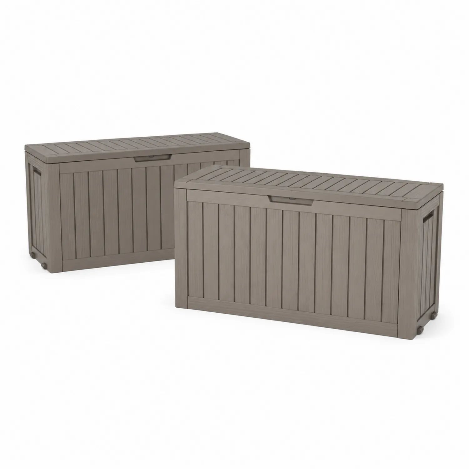 Set di 2 Bauli da Giardino in Resina Grigio con Maniglie