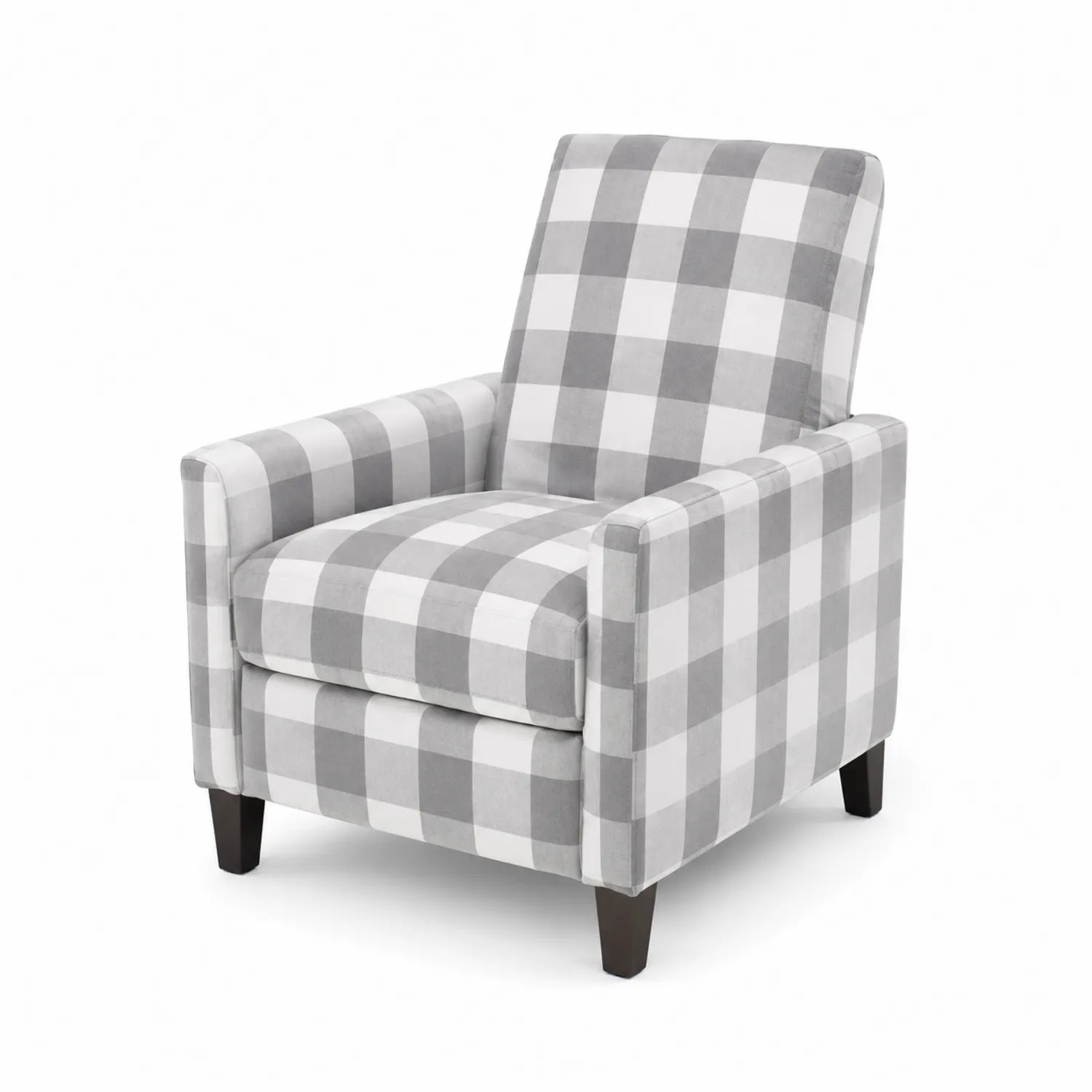 Recliner with checkered fabric in Grey/White