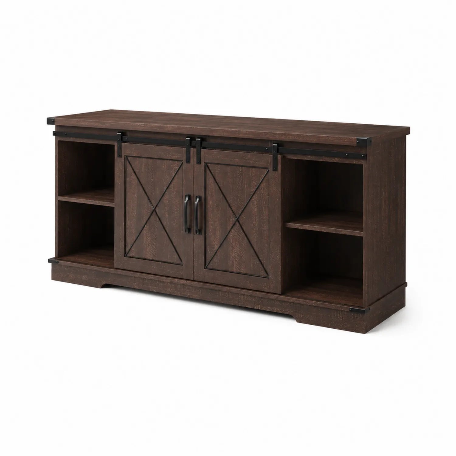 Credenza in legno MDF marrone con porte scorrevoli