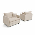 Set di 2 poltrone in tessuto beige con cuscino, dimensioni 100x90x85 cm