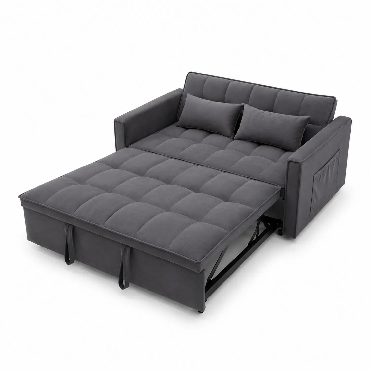 Divano Letto in Tessuto Poliestere e Metallo Grigio