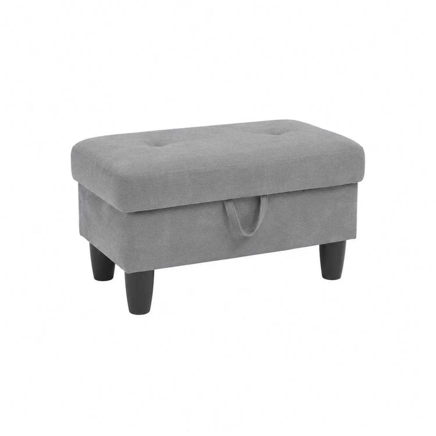 Pouf rettangolare con contenitore in tessuto poliestere grigio