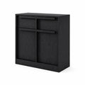 Credenza in Legno con Ante Scorrevoli Nero