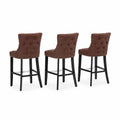 Set di 3 sgabelli da bar in legno e tessuto marrone 108 cm