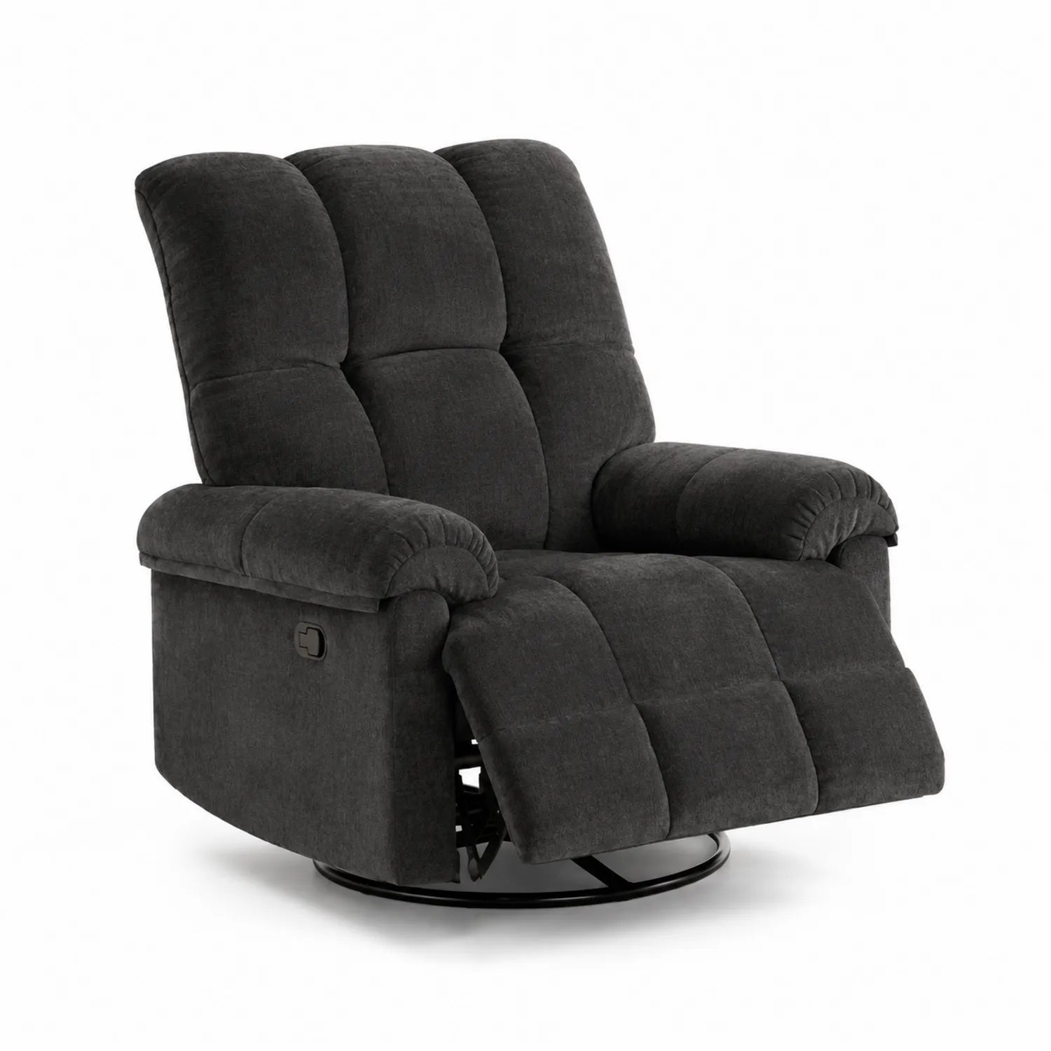 Anthracite grey fabric reclining armchair with lever function