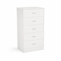 Cassettiera a 5 cassetti in legno MDF bianco