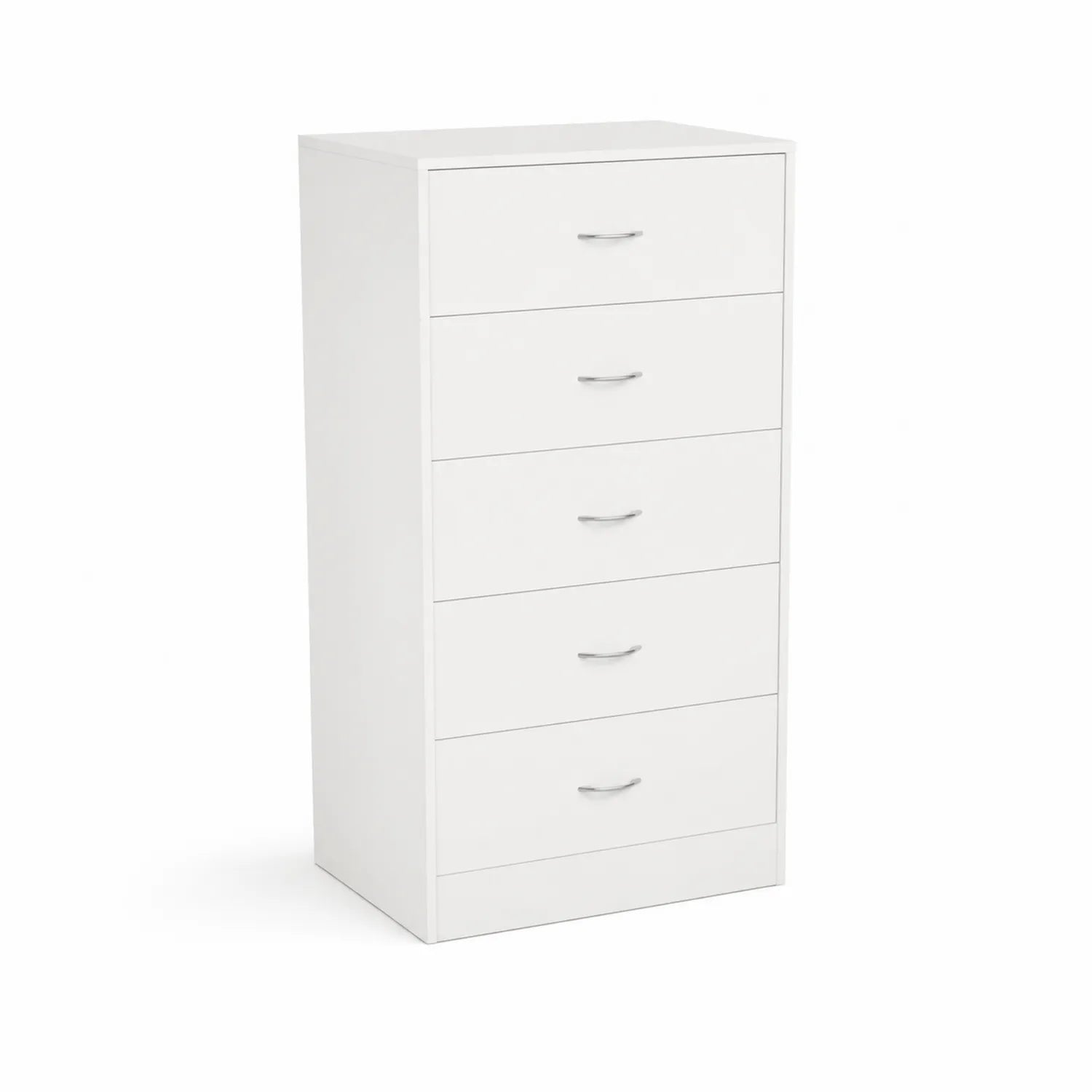 Cassettiera a 5 cassetti in legno MDF bianco